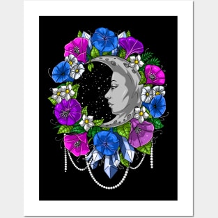 Moon Floral Fantasy Posters and Art